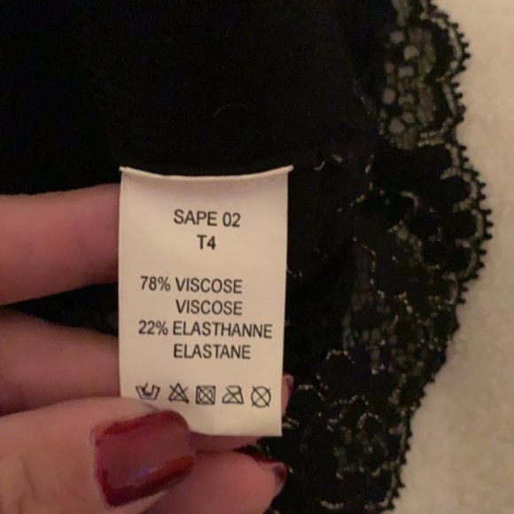 Black Sweater With Lace And Sequins Insert - Picture 6 of 6